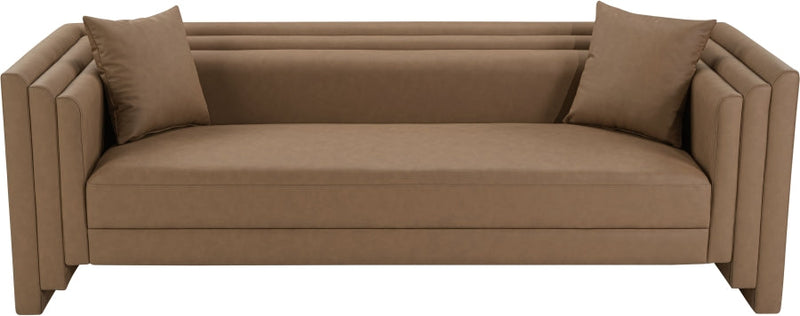 Everett 88.5" Vegan Leather Upholstered Sofa in Brown - 44067Brown-S
