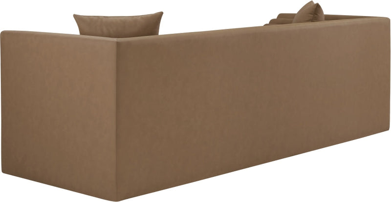 Everett 88.5" Vegan Leather Upholstered Sofa in Brown - 44067Brown-S