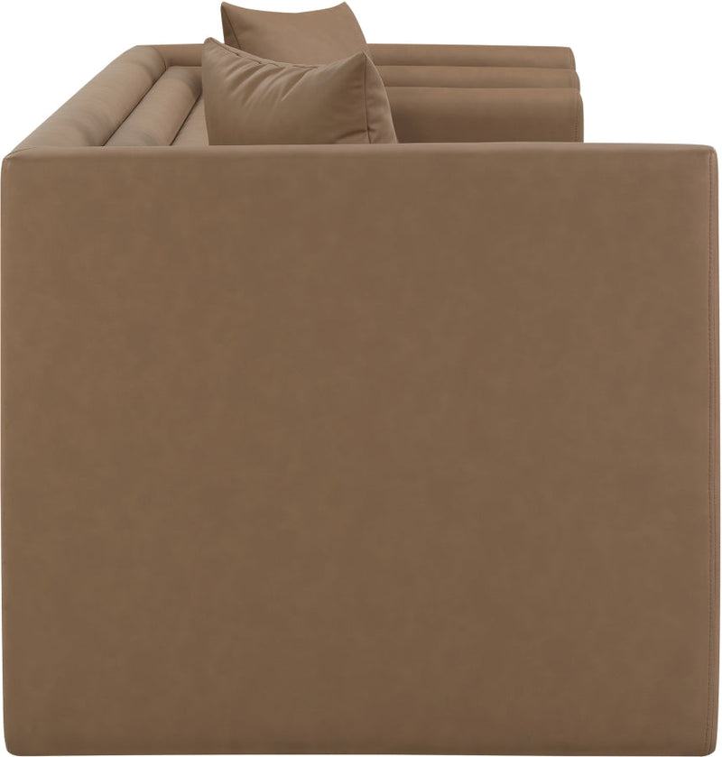 Everett 88.5" Vegan Leather Upholstered Sofa in Brown - 44067Brown-S