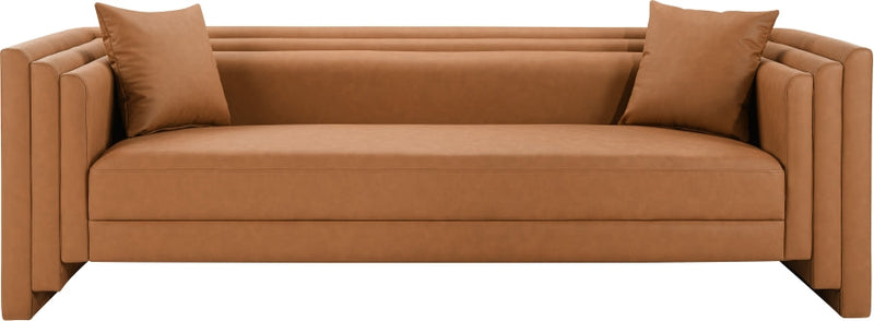 Everett 88.5" Vegan Leather Upholstered Sofa in Cognac - 44067Cognac-S