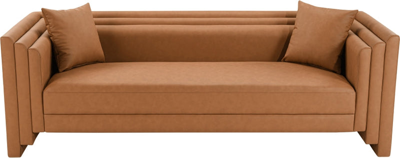 Everett 88.5" Vegan Leather Upholstered Sofa in Cognac - 44067Cognac-S