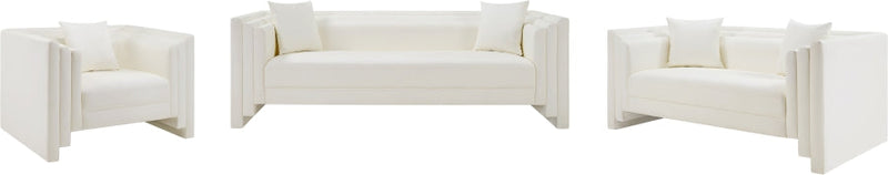 Everett 88.5" Vegan Leather Upholstered Sofa in Cream - 44067Cream-S