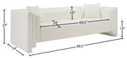 Everett 88.5" Vegan Leather Upholstered Sofa in Cream - 44067Cream-S