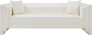 Everett 88.5" Vegan Leather Upholstered Sofa in Cream - 44067Cream-S