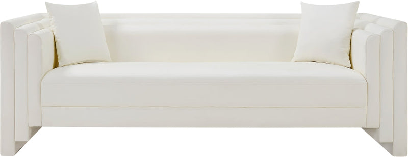 Everett 88.5" Vegan Leather Upholstered Sofa in Cream - 44067Cream-S