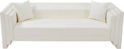 Everett 88.5" Vegan Leather Upholstered Sofa in Cream - 44067Cream-S