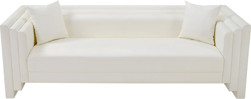 Everett 88.5" Vegan Leather Upholstered Sofa in Cream - 44067Cream-S