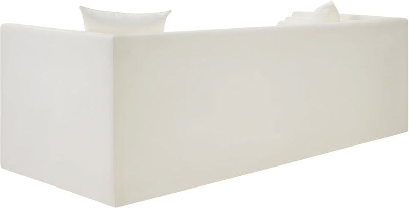 Everett 88.5" Vegan Leather Upholstered Sofa in Cream - 44067Cream-S