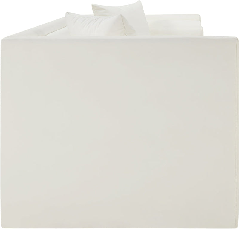 Everett 88.5" Vegan Leather Upholstered Sofa in Cream - 44067Cream-S
