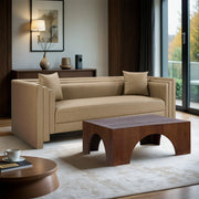 Everett 88.5" Vegan Leather Upholstered Sofa in Natural - 44067Tan-S