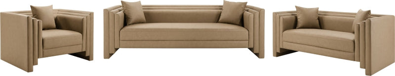 Everett 88.5" Vegan Leather Upholstered Sofa in Natural - 44067Tan-S