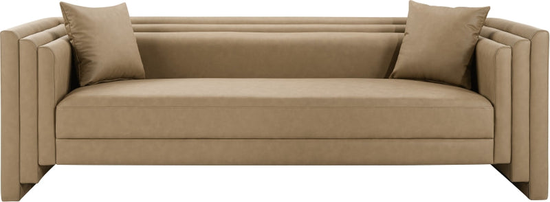 Everett 88.5" Vegan Leather Upholstered Sofa in Natural - 44067Tan-S