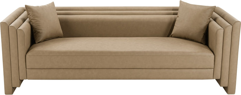 Everett 88.5" Vegan Leather Upholstered Sofa in Natural - 44067Tan-S