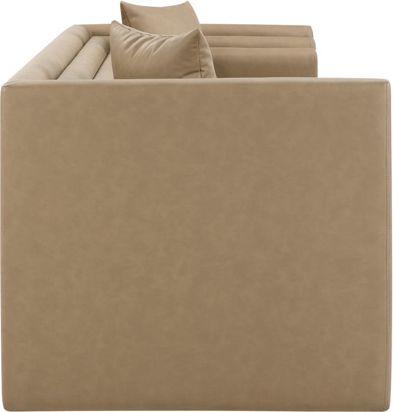 Everett 88.5" Vegan Leather Upholstered Sofa in Natural - 44067Tan-S