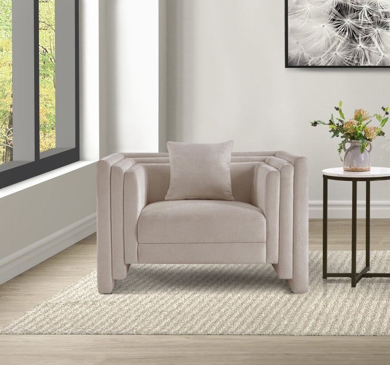 Everett Chenille Fabric Upholstered Chair in Beige - 44068Beige-C