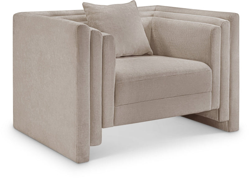 Everett Chenille Fabric Upholstered Chair in Beige - 44068Beige-C