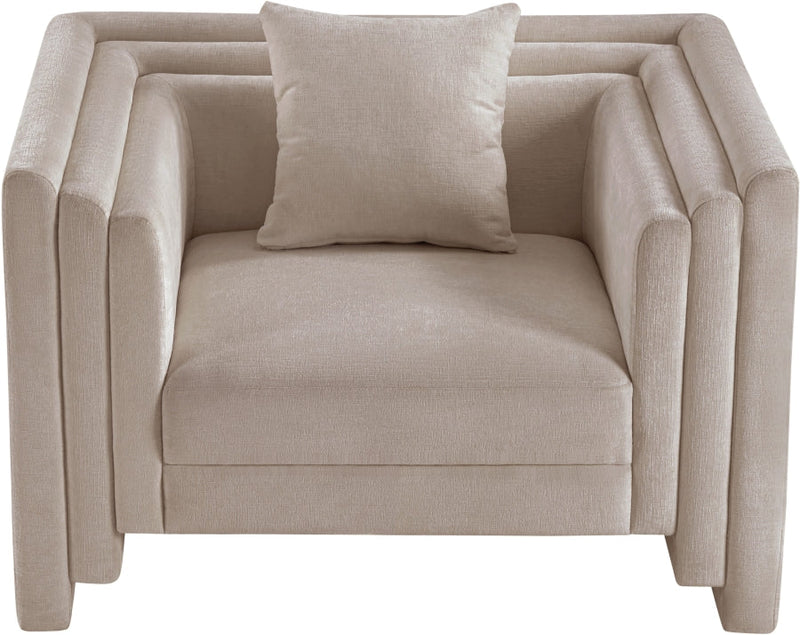 Everett Chenille Fabric Upholstered Chair in Beige - 44068Beige-C