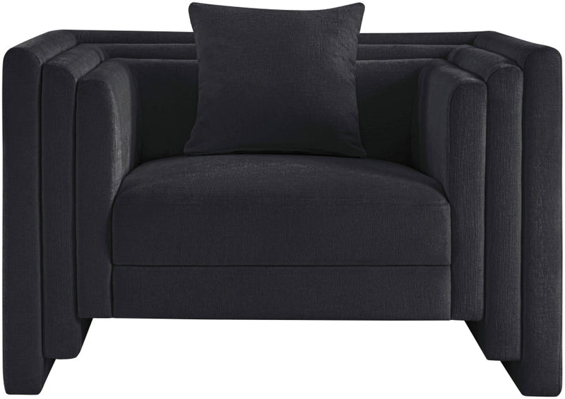 Everett Chenille Fabric Upholstered Chair in Black - 44068Black-C
