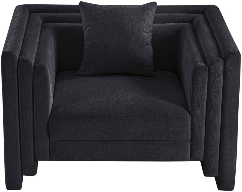 Everett Chenille Fabric Upholstered Chair in Black - 44068Black-C