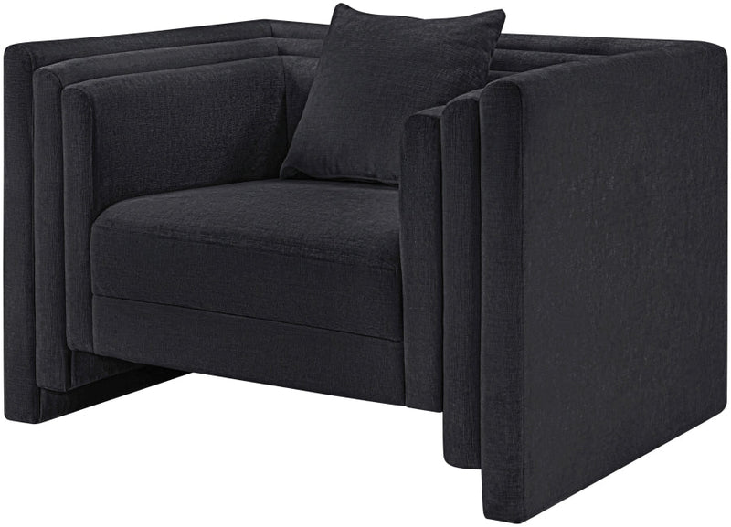 Everett Chenille Fabric Upholstered Chair in Black - 44068Black-C