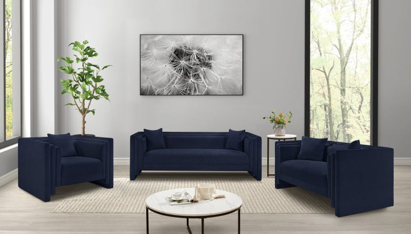 Everett Chenille Fabric Upholstered Chair in Blue - 44068Navy-C