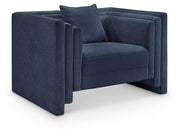Everett Chenille Fabric Upholstered Chair in Blue - 44068Navy-C