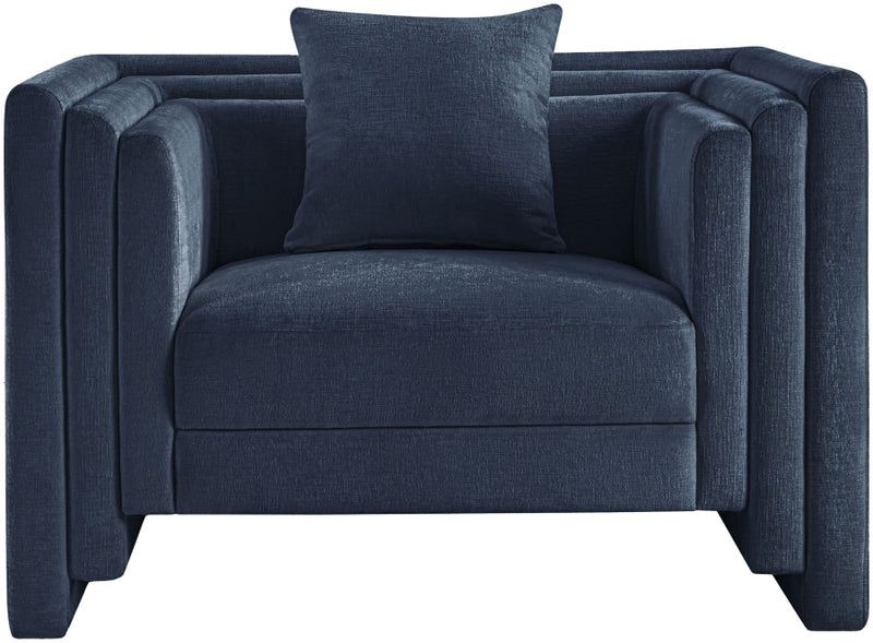 Everett Chenille Fabric Upholstered Chair in Blue - 44068Navy-C