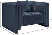 Everett Chenille Fabric Upholstered Chair in Blue - 44068Navy-C