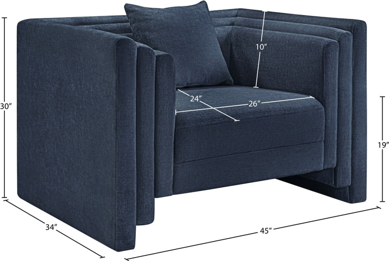 Everett Chenille Fabric Upholstered Chair in Blue - 44068Navy-C