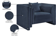 Everett Chenille Fabric Upholstered Chair in Blue - 44068Navy-C