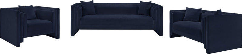 Everett Chenille Fabric Upholstered Chair in Blue - 44068Navy-C