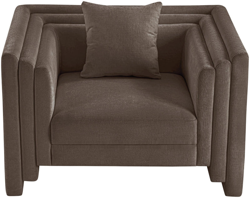 Everett Chenille Fabric Upholstered Chair in Brown - 44068Brown-C