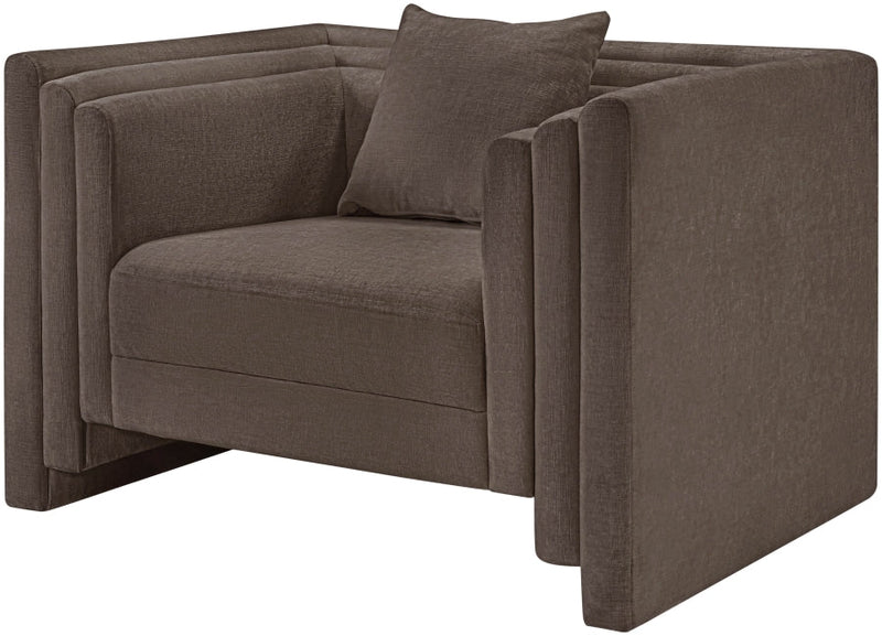 Everett Chenille Fabric Upholstered Chair in Brown - 44068Brown-C