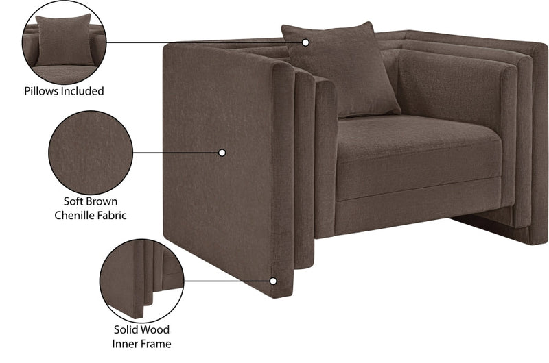 Everett Chenille Fabric Upholstered Chair in Brown - 44068Brown-C