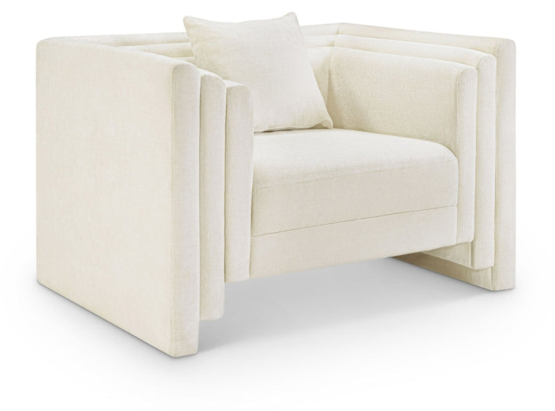Everett Chenille Fabric Upholstered Chair in Cream - 44068Cream-C