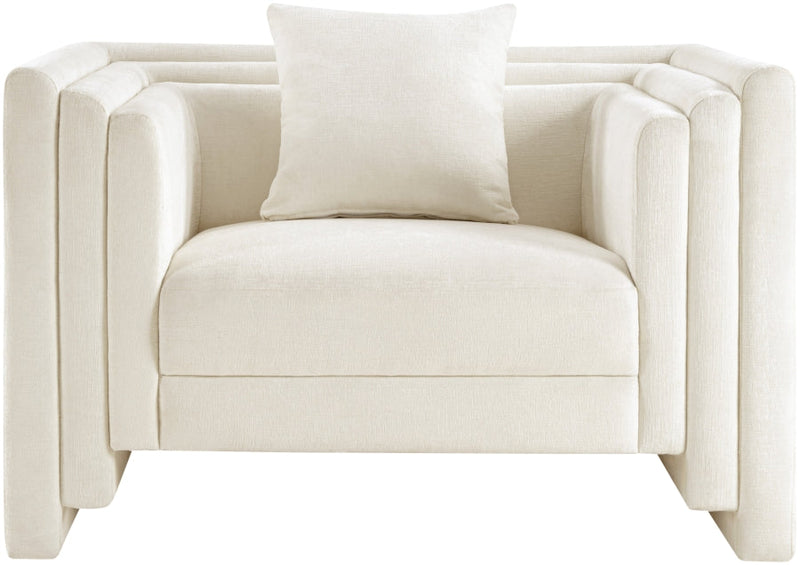 Everett Chenille Fabric Upholstered Chair in Cream - 44068Cream-C