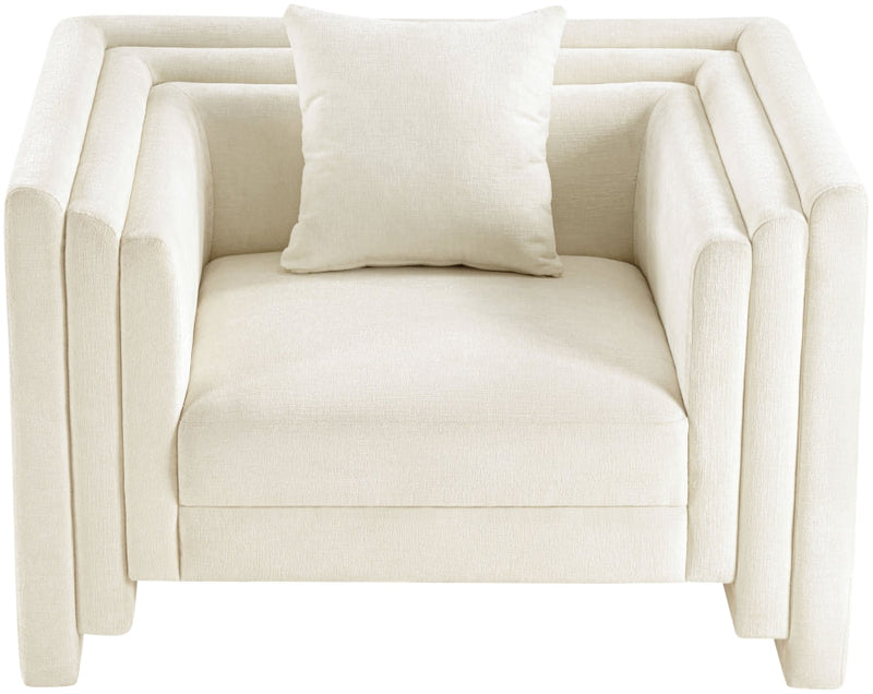 Everett Chenille Fabric Upholstered Chair in Cream - 44068Cream-C