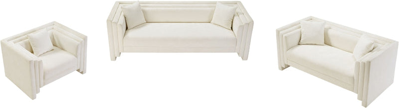 Everett Chenille Fabric Upholstered Chair in Cream - 44068Cream-C