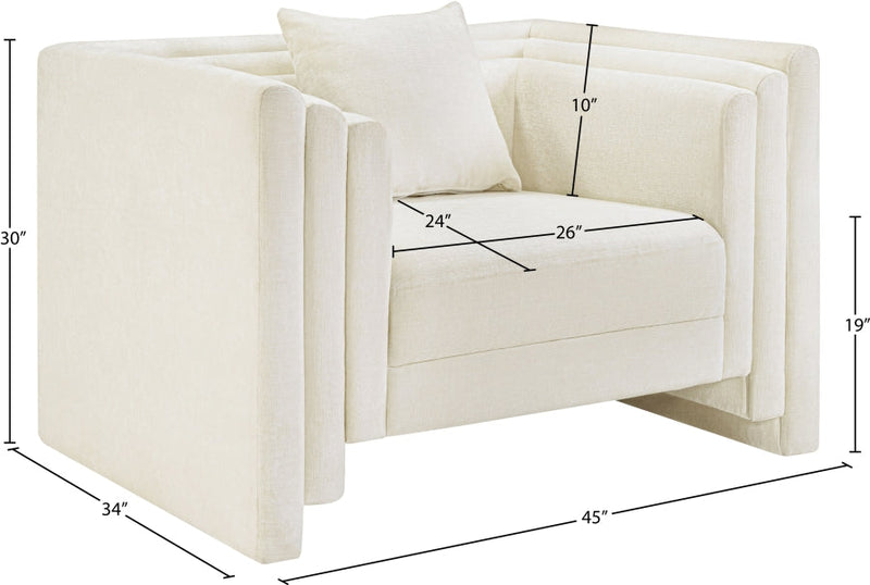 Everett Chenille Fabric Upholstered Chair in Cream - 44068Cream-C