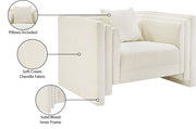 Everett Chenille Fabric Upholstered Chair in Cream - 44068Cream-C