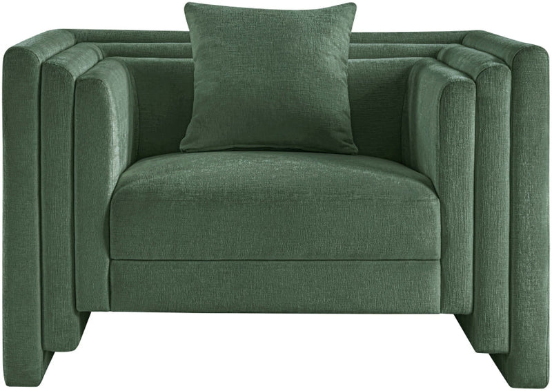 Everett Chenille Fabric Upholstered Chair in Green - 44068Green-C