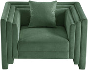 Everett Chenille Fabric Upholstered Chair in Green - 44068Green-C