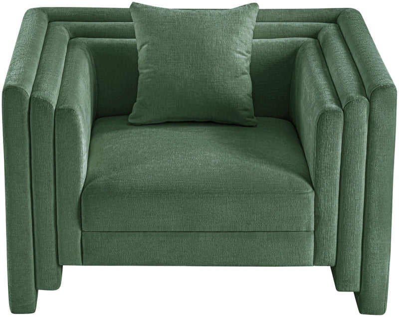 Everett Chenille Fabric Upholstered Chair in Green - 44068Green-C
