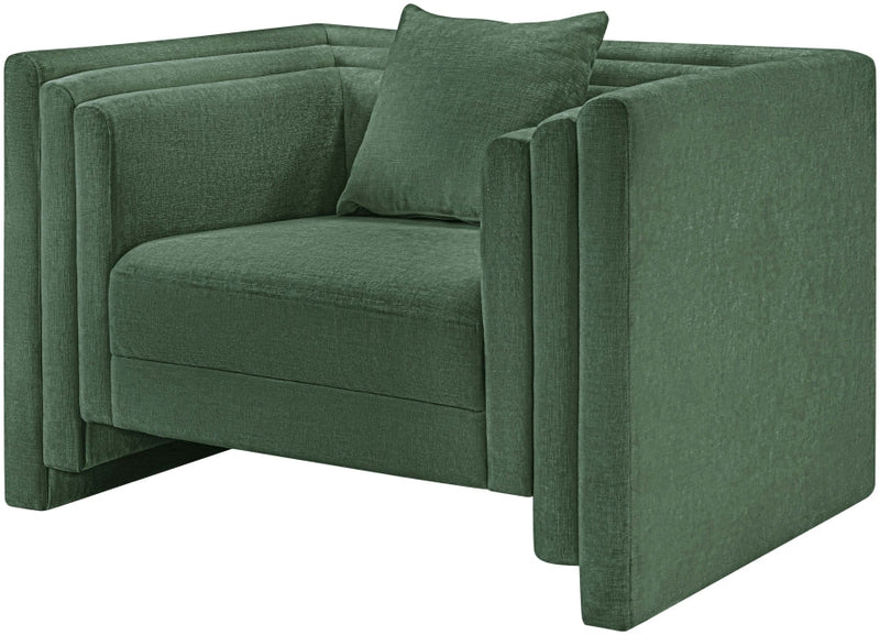 Everett Chenille Fabric Upholstered Chair in Green - 44068Green-C