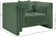 Everett Chenille Fabric Upholstered Chair in Green - 44068Green-C