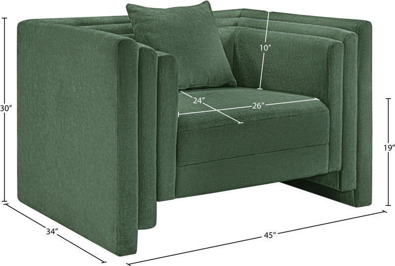 Everett Chenille Fabric Upholstered Chair in Green - 44068Green-C