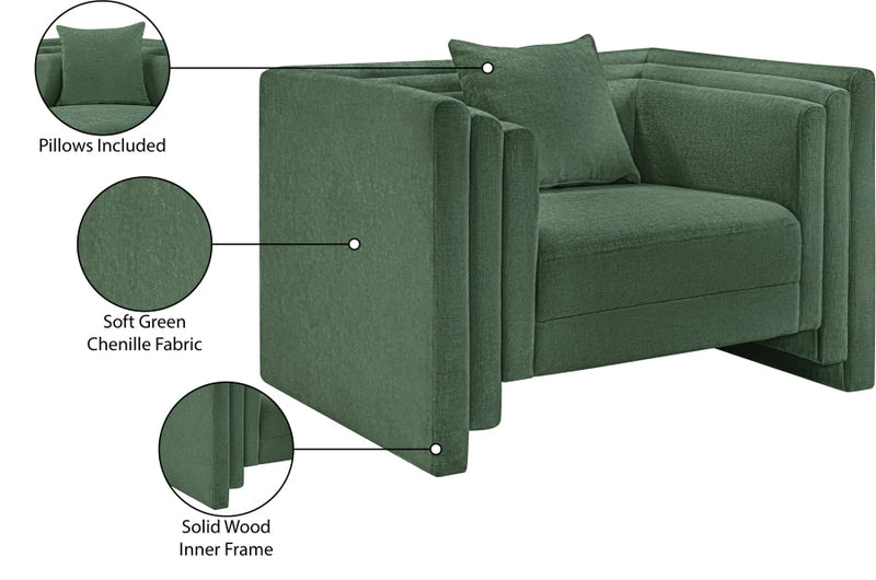 Everett Chenille Fabric Upholstered Chair in Green - 44068Green-C