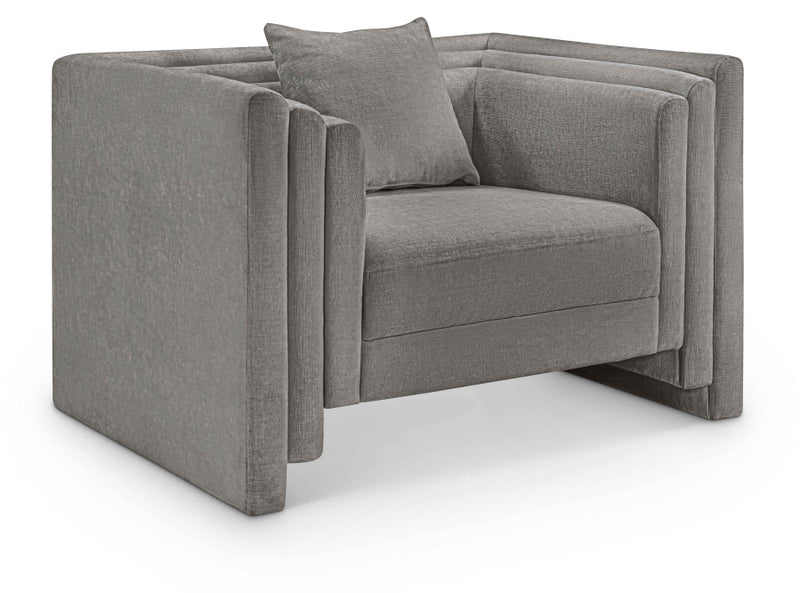 Everett Chenille Fabric Upholstered Chair in Grey - 44068Grey-C