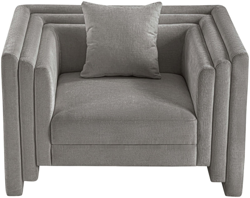 Everett Chenille Fabric Upholstered Chair in Grey - 44068Grey-C