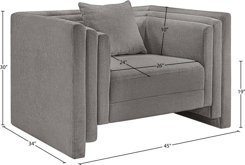 Everett Chenille Fabric Upholstered Chair in Grey - 44068Grey-C